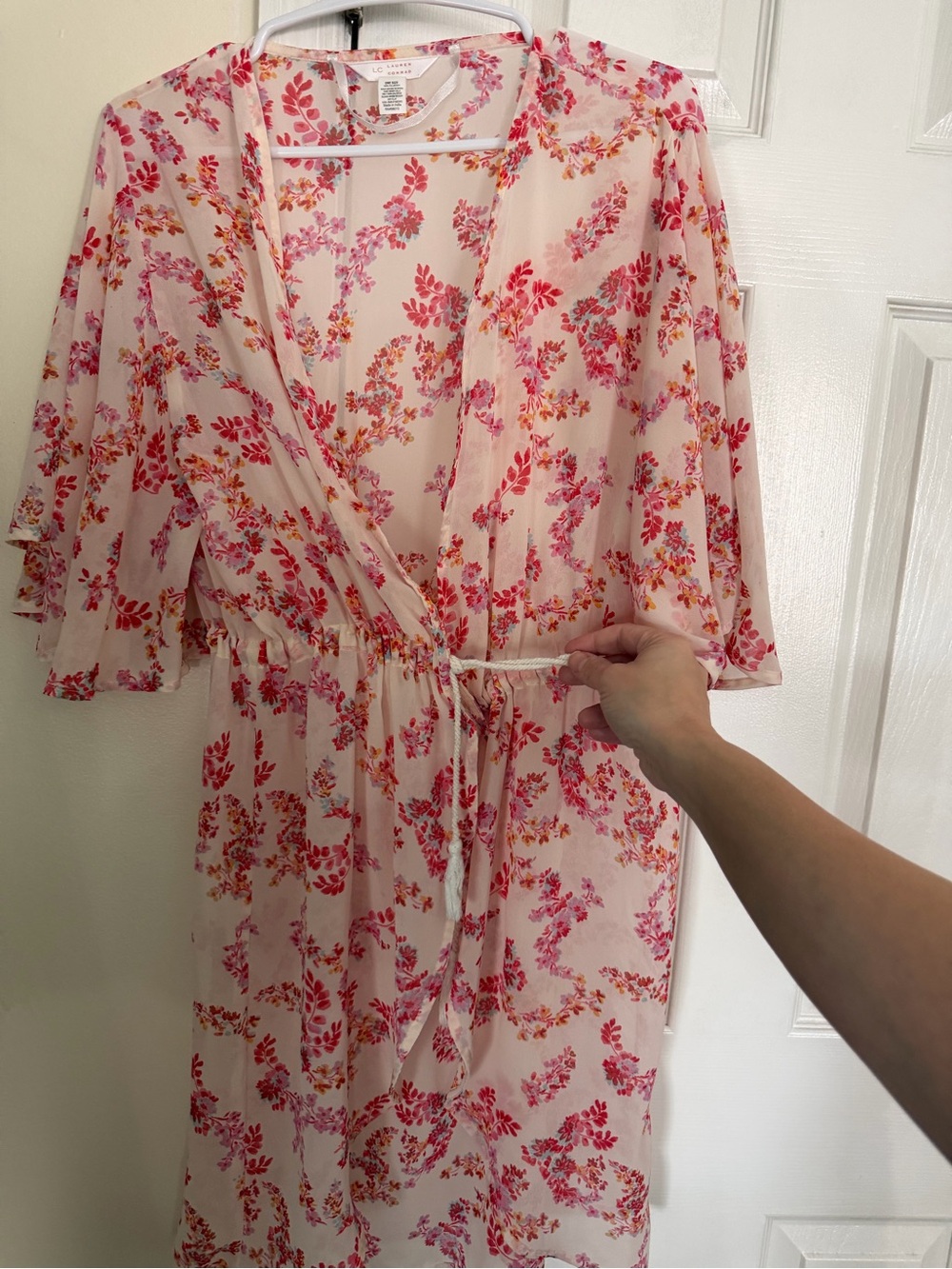 LC Lauren Conrad Pink Floral Sheer Swim Coverup